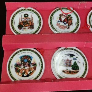 Susan Winget Ornaments A Christmas Story Set of 8 Porcelain Round 1996 Vintage